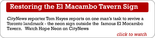 CityNews reporter Tom Hayes reports on one man's task to revive a Toronto landmark - the neon sign outside the  famous El Mocambo Tavern.   Watch Hope Neon on CityNews 