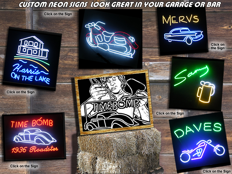 Custom Neon Signs by Hope Neon Signs Ltd. offers a completely customized service for creating unique neon signs.  We specialize in custom neon signs to hang in the home, den, bar or workshop.  Our signs are created based on a photo, sketch or decription. Call us today to get a quotation